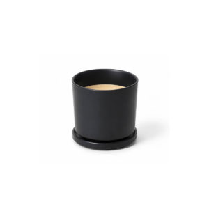 Maceta con plato NEGRA S - 16 cm