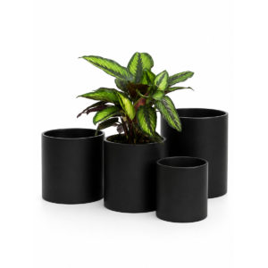 Set portamacetas ceramica NEGRA x4
